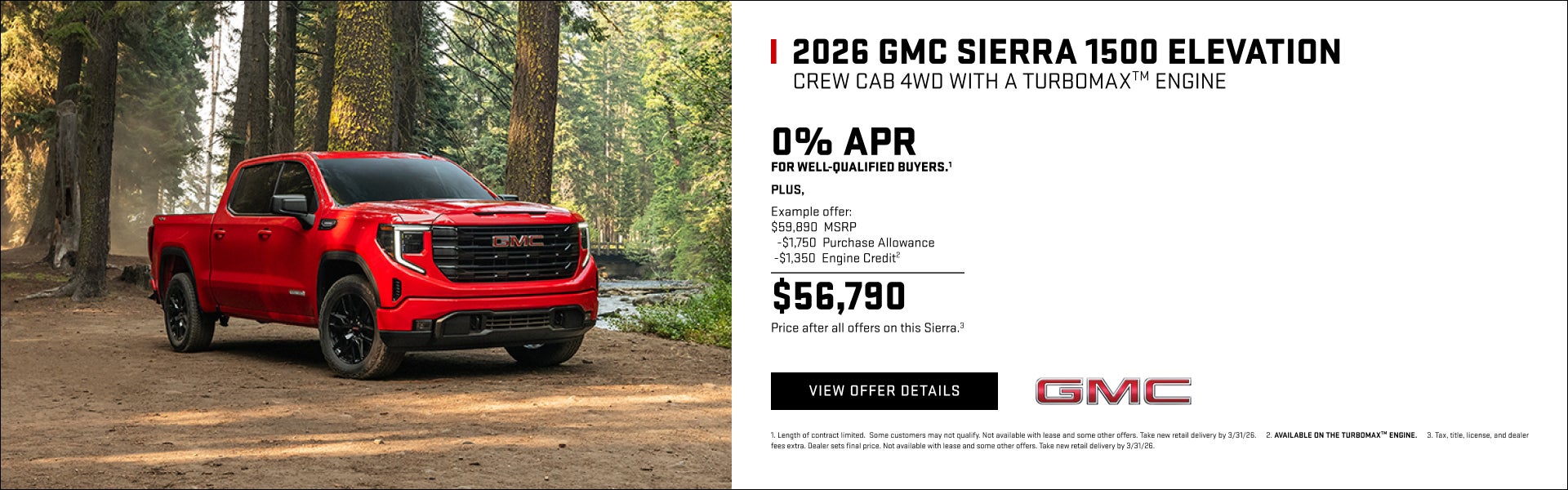 0% APR for well-qualified buyers.1

Plus,

Example offer:
$59,890 MSRP
$1,750 Purchase Allowance
...